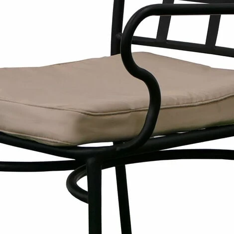 Ensemble De 4 Chaises De Jardin Avec Coussin Chillvert Tivoli 40,5x50,5x89 Cm Fabriquées En Acier Et Polyester Noir Et Beige – Image 3