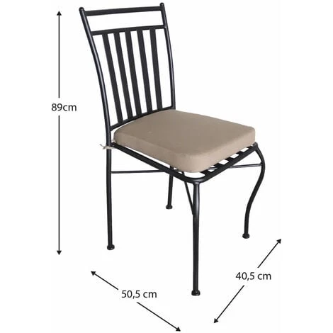 Ensemble De 4 Chaises De Jardin Avec Coussin Chillvert Tivoli 40,5x50,5x89 Cm Fabriquées En Acier Et Polyester Noir Et Beige – Image 4