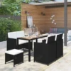 JOLI® Mode Ensemble Repas De Jardin D'extérieur - Mobilier D'extérieur 6 Pcs Résine Tressée Et Bois D'acacia Noir TOP80468