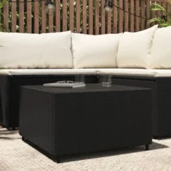 JOLI® Mode Table Intérieur Ou Extérieur - Table Basse De Jardin Carré Noir 50x50x30 Cm Résine Tressée TOP33302