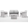 Kit De Salon Blanc Canapé De Jardin Extérieur Venise à Similrattan 4 Sièges Avec Coussins
