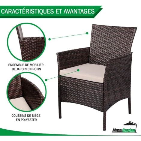 Salon De Jardin - Fauteuil Balcon Exterieur Petit Espace - Salon Balcon - MaxxGarden – Image 3