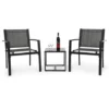 Salon De Jardin 2 Places 3 Pièces - 2 Chaises Et 1 Table Basse Plateau Verre Trempé Pour Jardin, Terrasse, Gris - IntimaTe WM Heart
