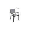 Lot De 4 Fauteuils Aluminium Texaline Gris Clair - Meuble De Jardin - Rembourée - 58X57X85CM