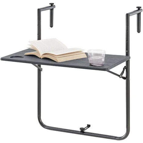 Nova Table Suspendue à Un Balcon Pliant De La Forme Rectangulaire Gris Foncé – Image 2
