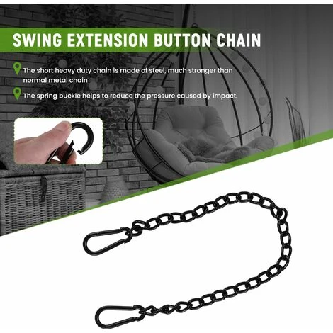 ChaîNe De Chaise Suspendue En Acier Avec 2 Mousquetons, Ensemble De ChaîNe De Hamac De BalançOire De Porche Robuste, Pour BalançOires De Hamac (66 Cm) – Image 4