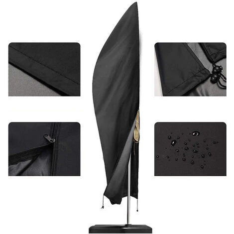 Housse De Parapluie 2-4m De Large Tissu Oxford 210D Imperméable, Anti-poussière Et Anti-UV 265x40/70/50cm – Image 3