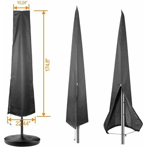 Housse De Parapluie 2-4m De Large Tissu Oxford 210D Imperméable, Anti-poussière Et Anti-UV 265x40/70/50cm – Image 5