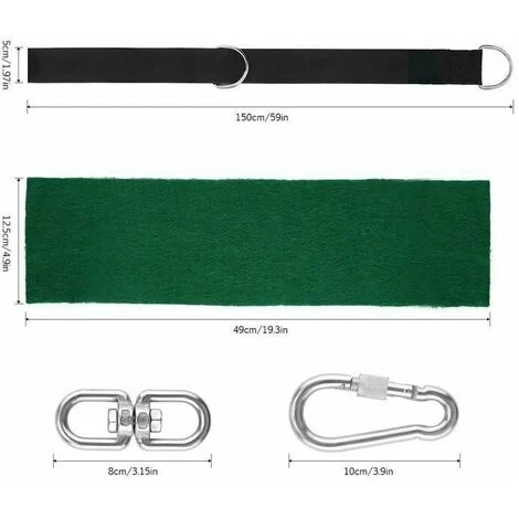 Hamac Ultra Résistant Aux Sangles Lourde Suspension 150CM Avec D-Ring - Deux Crochets Mousquetons - Charge Max 500KG, Cordes D'Attache Pour Balancoire De – Image 3