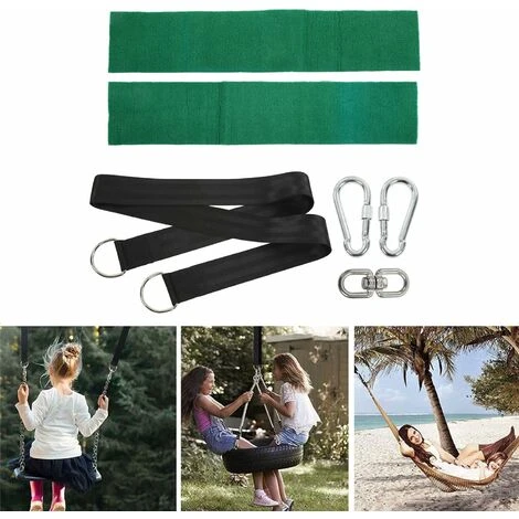 Hamac Ultra Résistant Aux Sangles Lourde Suspension 150CM Avec D-Ring - Deux Crochets Mousquetons - Charge Max 500KG, Cordes D'Attache Pour Balancoire De – Image 4