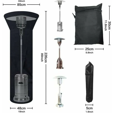 Couverture De Chauffe-Patio Housse Pour Parasol Chauffant210D Bache De Protection Pour Chauffage De Terrasse Extérieur Anti-Poussière/Vent – Image 4