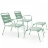 Lot De 2 Fauteuils Relax Avec Repose-pieds En Métal Vert Sauge - Palavas