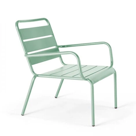 Lot De 2 Fauteuils Relax Avec Repose-pieds En Métal Vert Sauge - Palavas – Image 3