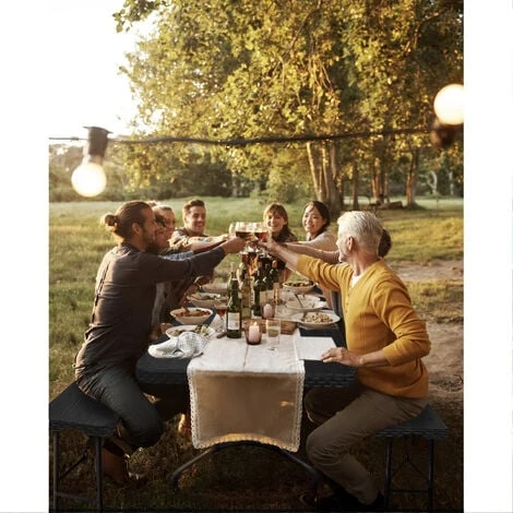 BOLLI Table Pliante Rectangulaire En Aspect Rotin - Table De Jardin 8 Personnes L181 X L75.5 X H73cm - Table Camping Exterieur Pour Jardin Terrasse Et Balcon – Image 4