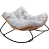 Fauteuil à Bascule En Résine Tressée Coussin Gris CANGGU