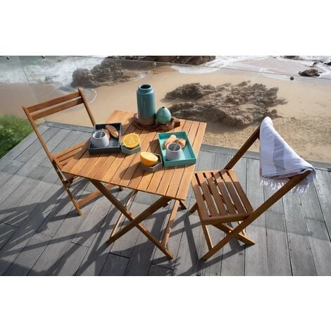 Salon De Jardin 3 Pièces Pliantes BISTRO Acacia - M29