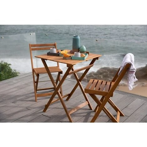 Salon De Jardin 3 Pièces Pliantes BISTRO Acacia - M29 – Image 2