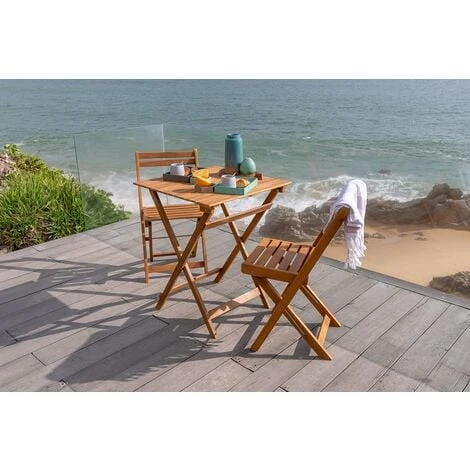 Salon De Jardin 3 Pièces Pliantes BISTRO Acacia - M29 – Image 3