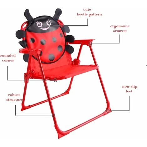 GIANTEX Ensemble De Jardin Pour Enfant Avec Parasol, Table Pour Enfant Pliable, 2 Chaises, Meubles Pour Jardin, Camping, Terrasse, Rouge – Image 3