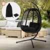 Chaise Suspendue Fauteuil œuf Intérieur/extérieur Coussins Noir Et Housse Noir