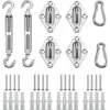 Kit De Fixation Pour Voile D'ombrage, Soleil Voile D'ombrage Kit De Fixation Kit Accessoires De Fixation Pour Triangle Et Carré,Rectangle Inoxydable Kit De Montage Fixations D'ombrage De Voile(80Pcs)