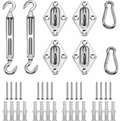 Kit De Fixation Pour Voile D'ombrage, Soleil Voile D'ombrage Kit De Fixation Kit Accessoires De Fixation Pour Triangle Et Carré,Rectangle Inoxydable Kit De Montage Fixations D'ombrage De Voile(80Pcs)