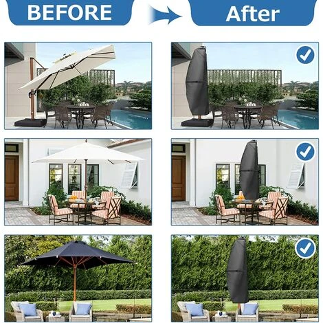 Housse De Protection De Parasol, 280 X 30 X 81/46 Cm Imperméable Résistant Avec Fermeture Éclair Pour Parasol De 2 à 4 M Résistante Et Durable Pour Parasol Déporté – Image 5
