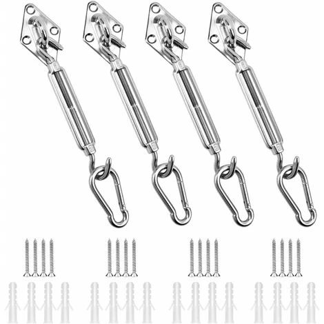 Kit De Fixation Voile D'ombrage Triangulaire, Carré Et Rectangle Acier Inoxydable 304 Kit Accessoires De Fixation Pour Toile D'ombrage, Kit De Montage Pour Voile Solaire D'ombrage (12pcs Set),dolaso